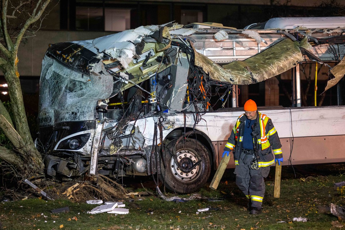 Waltham - A contracted shuttle bus for Brandeis University crashed into multiple trees on South St, killing one person and sending over two dozens others to hospitals with serious injuries. The road remains closed this morning, while the crash is under investigation