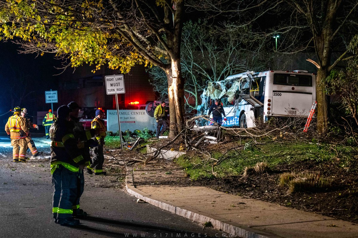 Waltham - A contracted shuttle bus for Brandeis University crashed into multiple trees on South St, killing one person and sending over two dozens others to hospitals with serious injuries. The road remains closed this morning, while the crash is under investigation