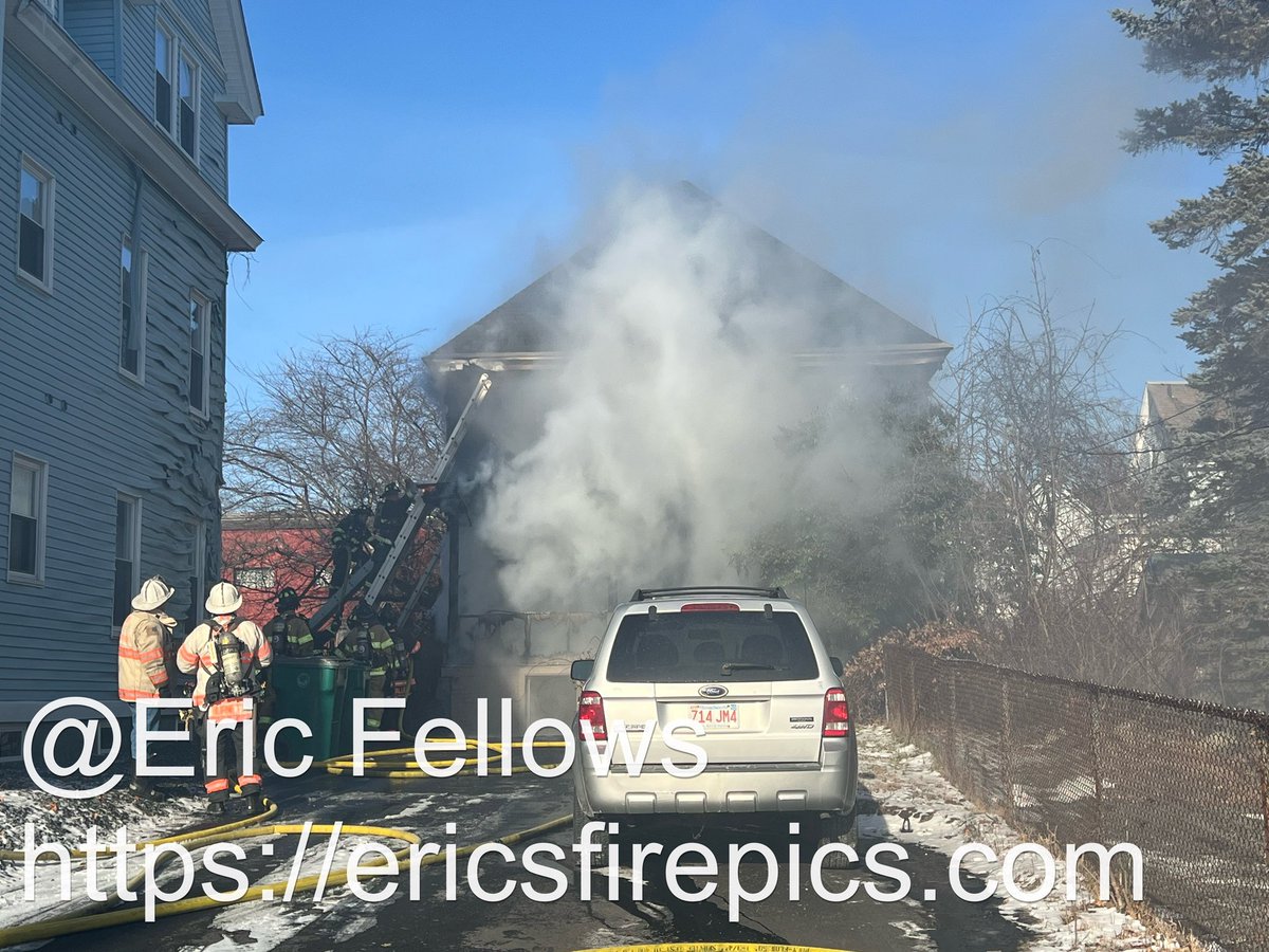 Scene at a 2nd Alarm Fire in Fitchburg, Mass on Maverick Street