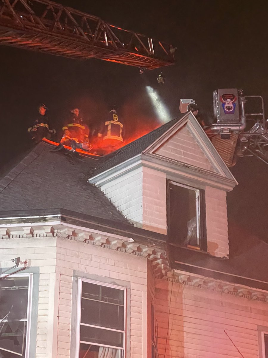 Boston Fire Dept.:Companies responded to call at 438 Talbot Av & requested the 1st alarm response for a confirmed fire all companies working plus additional companies to quickly knock down fire in the 21/2 story large wood frame structure with a heavy fire load