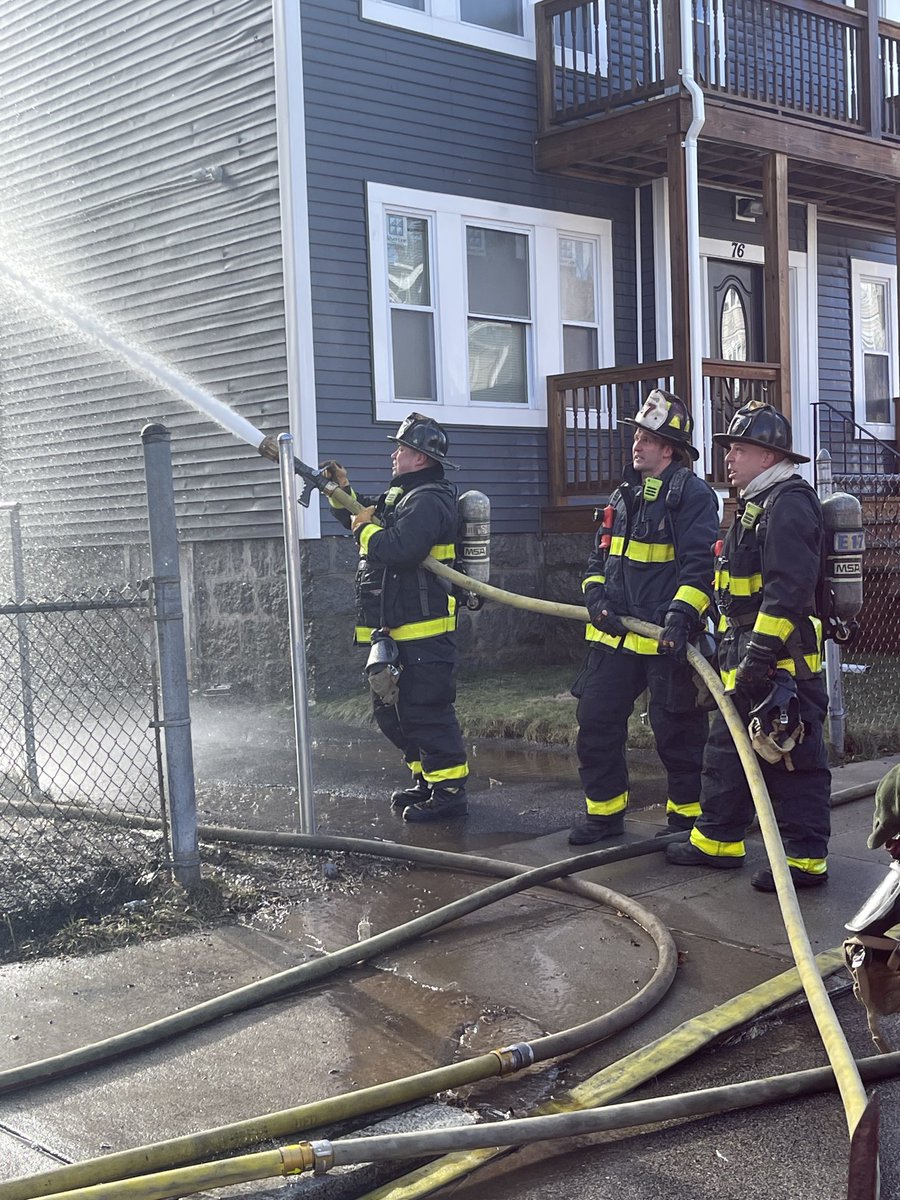 Boston Fire Dept.:All companies working at 2nd alarm fire at 74 Mora St Dorchester. The 3 story wood frame has fire on all floors. Several residents rescued