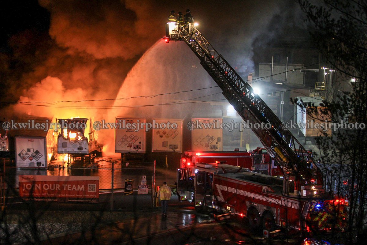 Fire erupted in several trailers at the Clean Harbors facility on Hill Ave in Braintree just after 10pm. Residents in the area have been advised to keep their windows closed due to the potential hazardous fumes