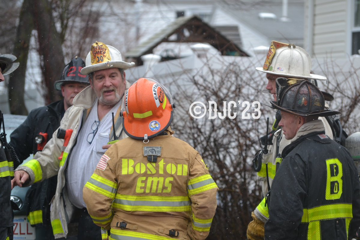 Boston holding at the first alarm assignment at 27 Brier Road in District 10. 3 lines runs with multiple animal rescues for the basement fire