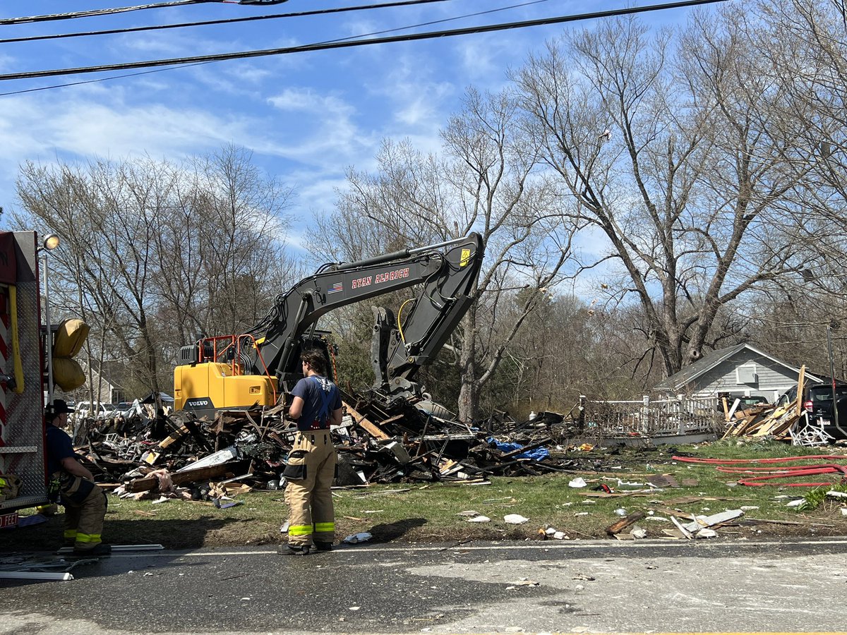 Crews now working to remove debris after deadly house explosion in Berlin. Several emergency vehicles still on scene