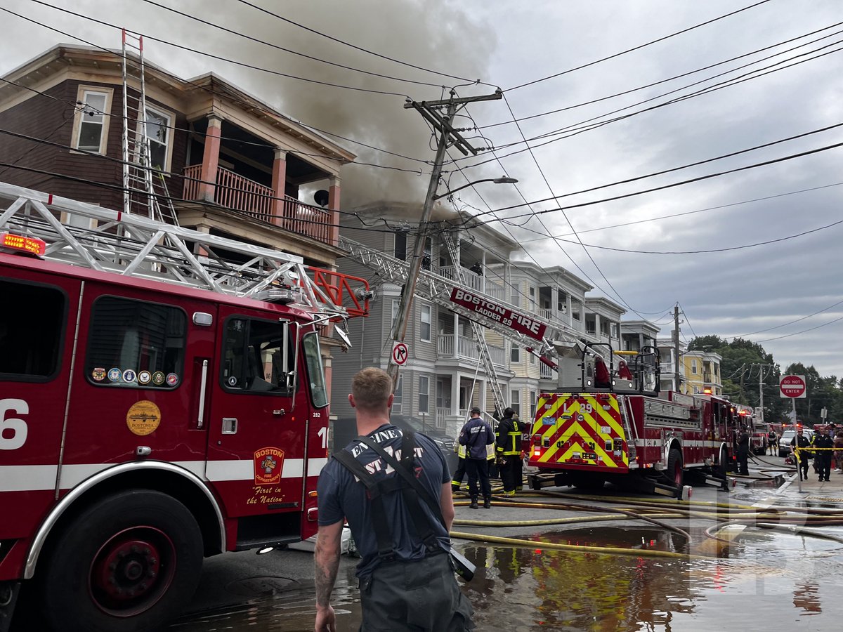 Boston Fire is on scene with a 4-Alarm fire involving 2 houses on Irma St. At this time there are no reported injuries