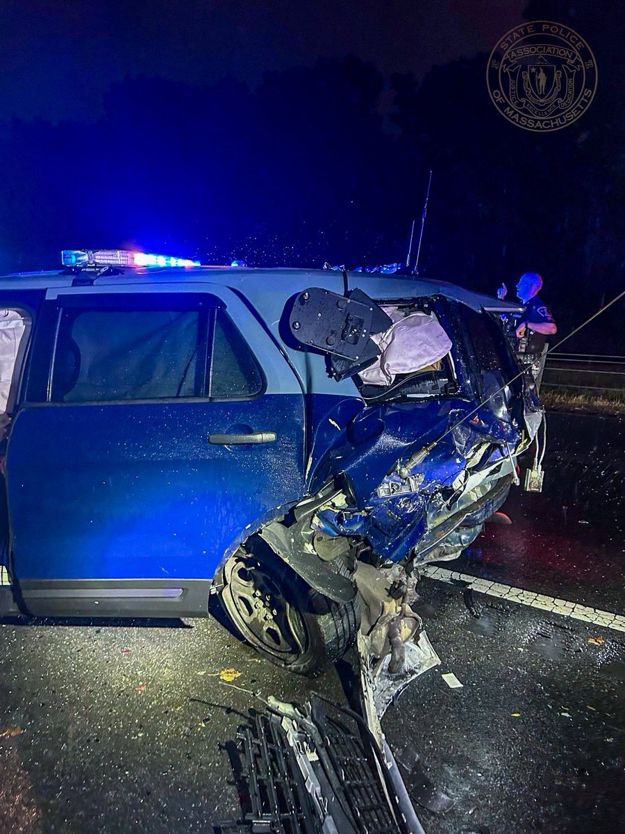 Methuen, MA - Earlier this morning in Methuen the State Police, as well as Methuen Police and Fire, were on scene of a motor vehicle accident when a vehicle struck two police cruisers. No injuries to any first responders were reported. Driver was cited and transported by EMS