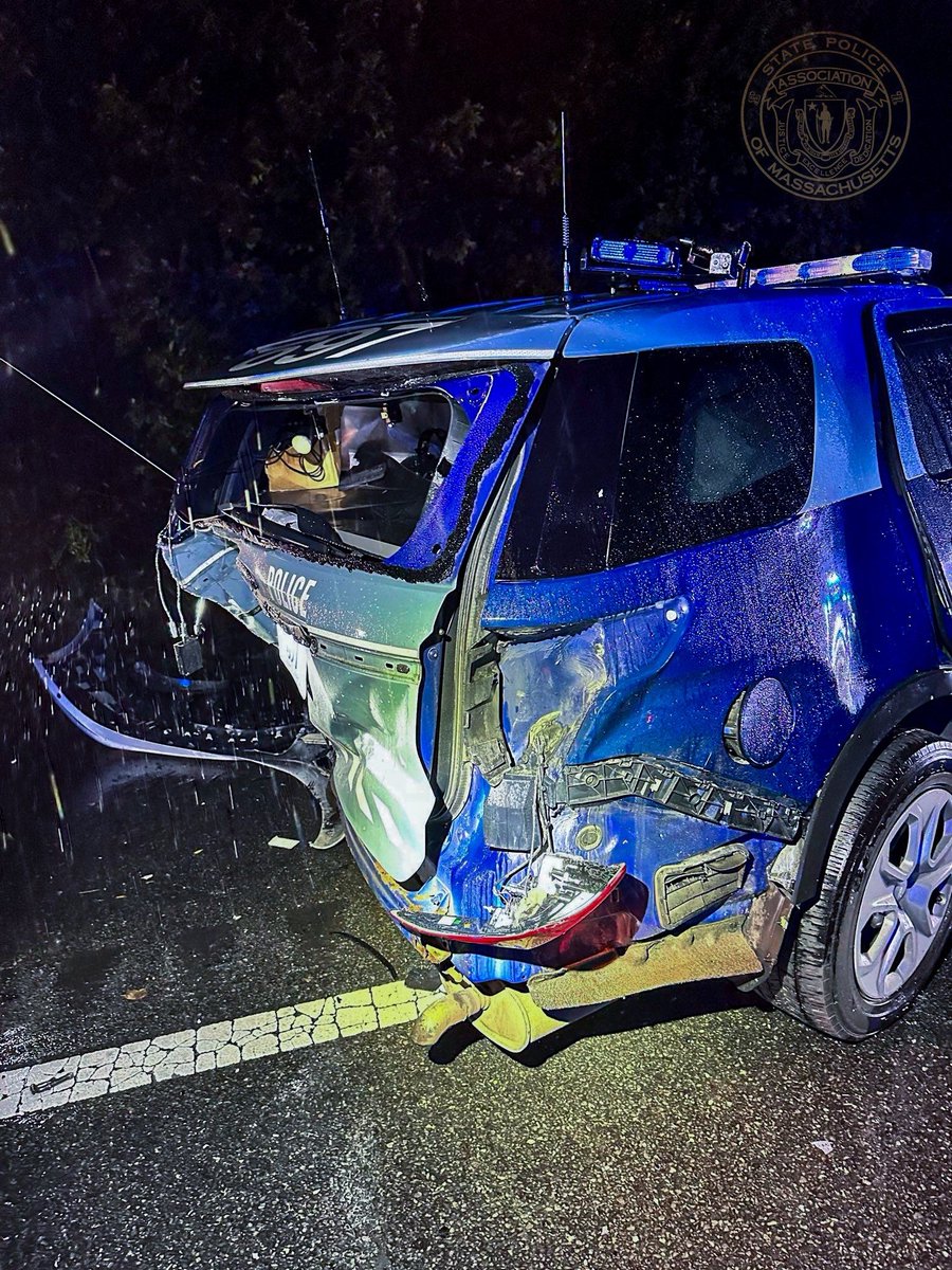 Methuen, MA - Earlier this morning in Methuen the State Police, as well as Methuen Police and Fire, were on scene of a motor vehicle accident when a vehicle struck two police cruisers. No injuries to any first responders were reported. Driver was cited and transported by EMS