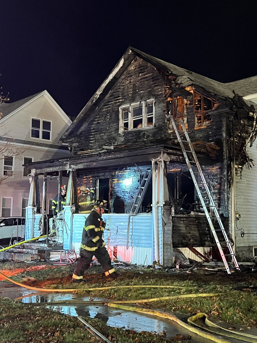 53 Devens St. 5 people have been displaced 1 firefighter was injured and transported to a local hospital with minor injuries. 2 cats died in the fire  Springfield Arson AndBomb Squad is investigating the cause