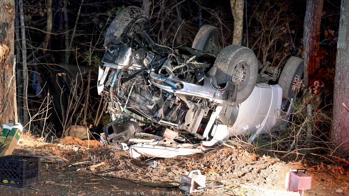 MIDDLETON, MA - First responders worked to free occupants trapped in a vehicle after it struck a tree and rolled over on N Liberty St. 5 Ambulances in total were requested to the scene with 4 victims transported. Life-threatening injuries were reported