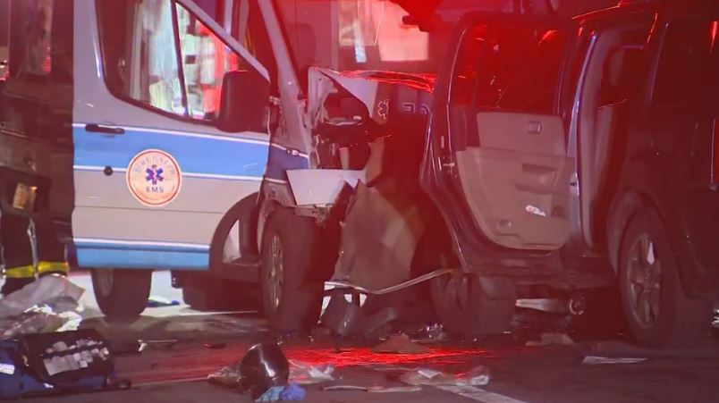 Five people are hospitalized following a head-on crash in Foxboro involving an ambulance. The Norfolk DA's Office says a child was airlifted to Mass General and multiple others, including two EMT's and a patient inside the ambulance, were hurt