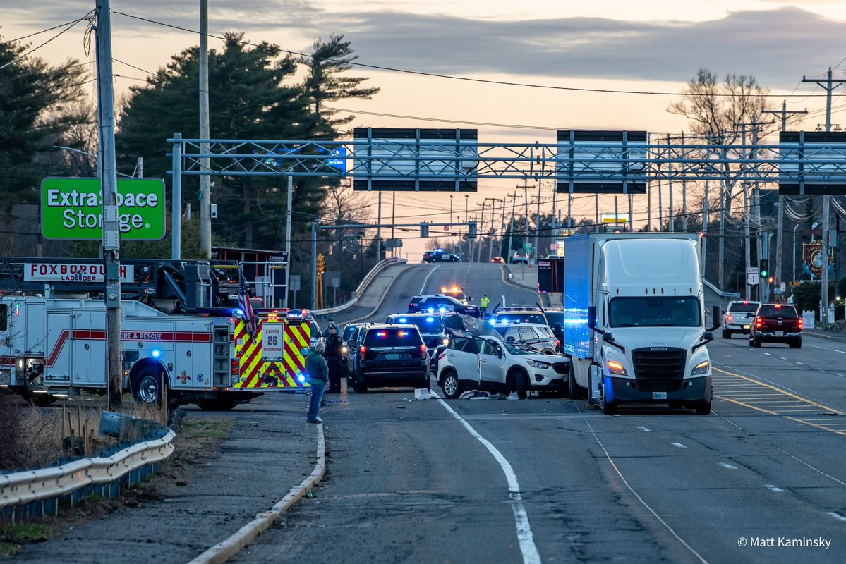 FOXBORO -  a car struck the rear of a tractor trailer in the area of Rte 1 and Lincoln Road. Firefighters worked to free the trapped driver before being transported to an area hospital where they were pronounced dead. They have not yet been identified