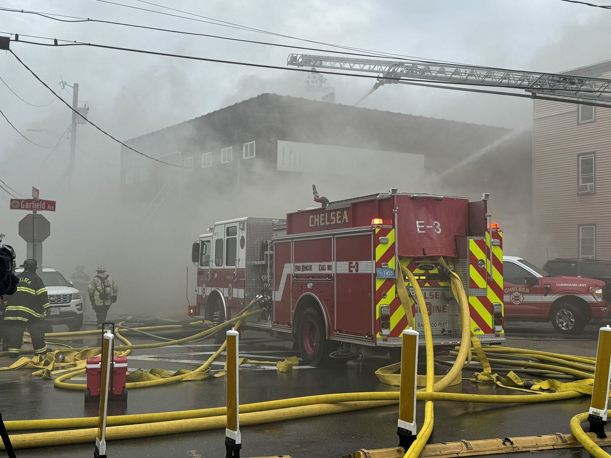 Chelsea, ma - 5th alarm now transmitted for the commercial building fire chelsea ma fire 5th alarm struck