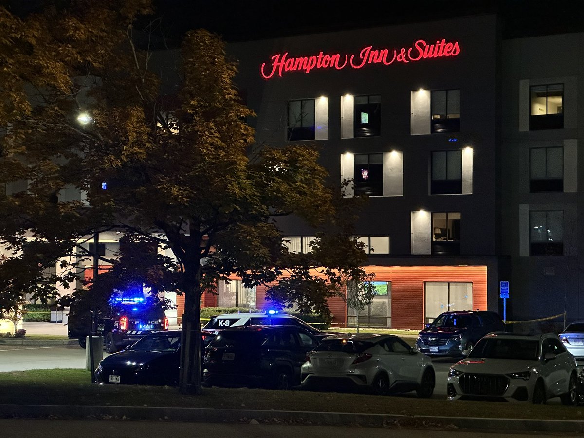 A crime scene has been established at the Hampton Inn in North Attleboro.A patient was taken away in an ambulance and police could be seen searching the area with dogs