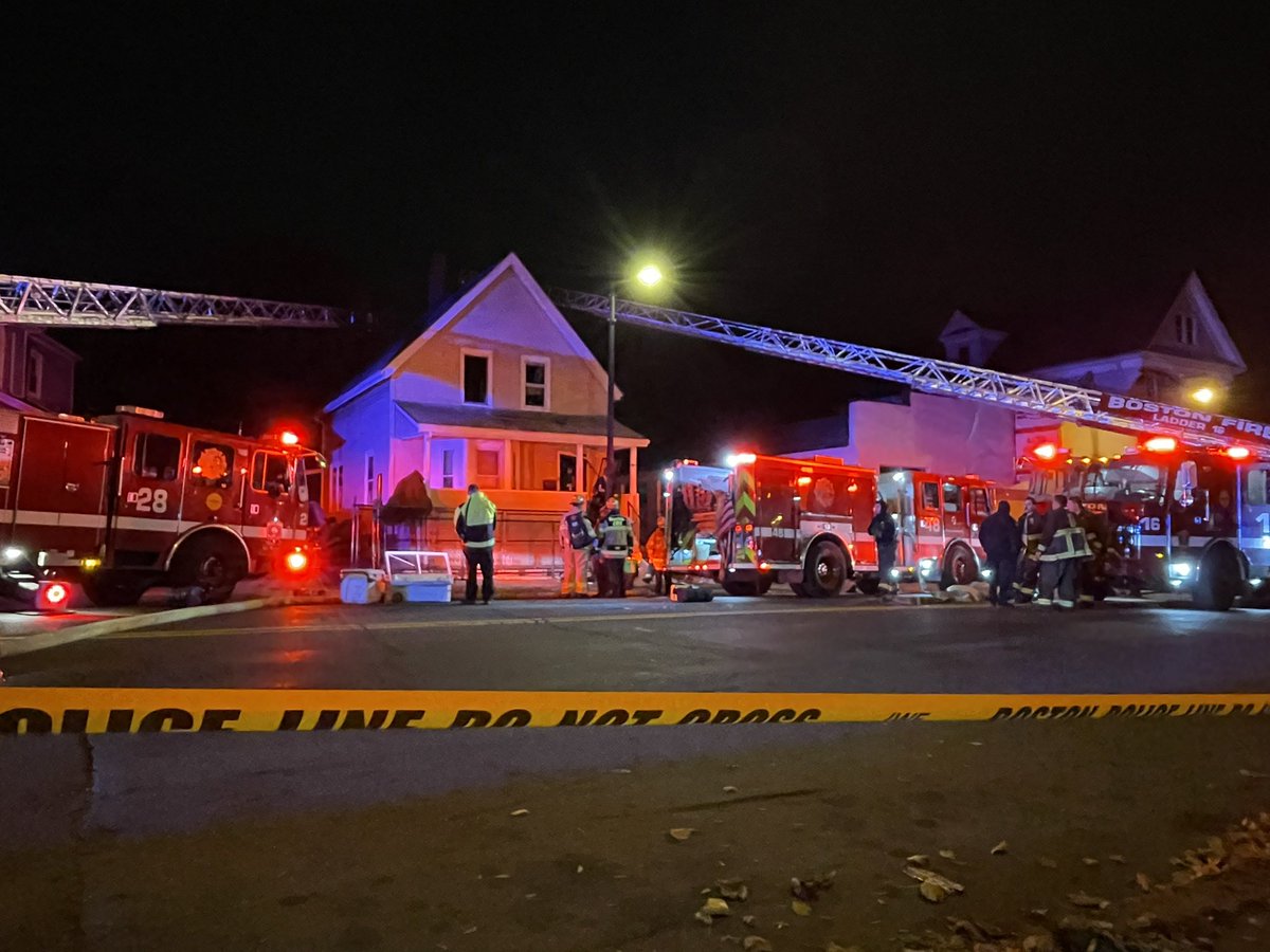 BostonFire responded to a house fire on Hyde Park Ave around 4:10 am. One person was rescued and rushed to the hospital. A total of five adults and three children displaced. Now that the fire is out, an investigation begins