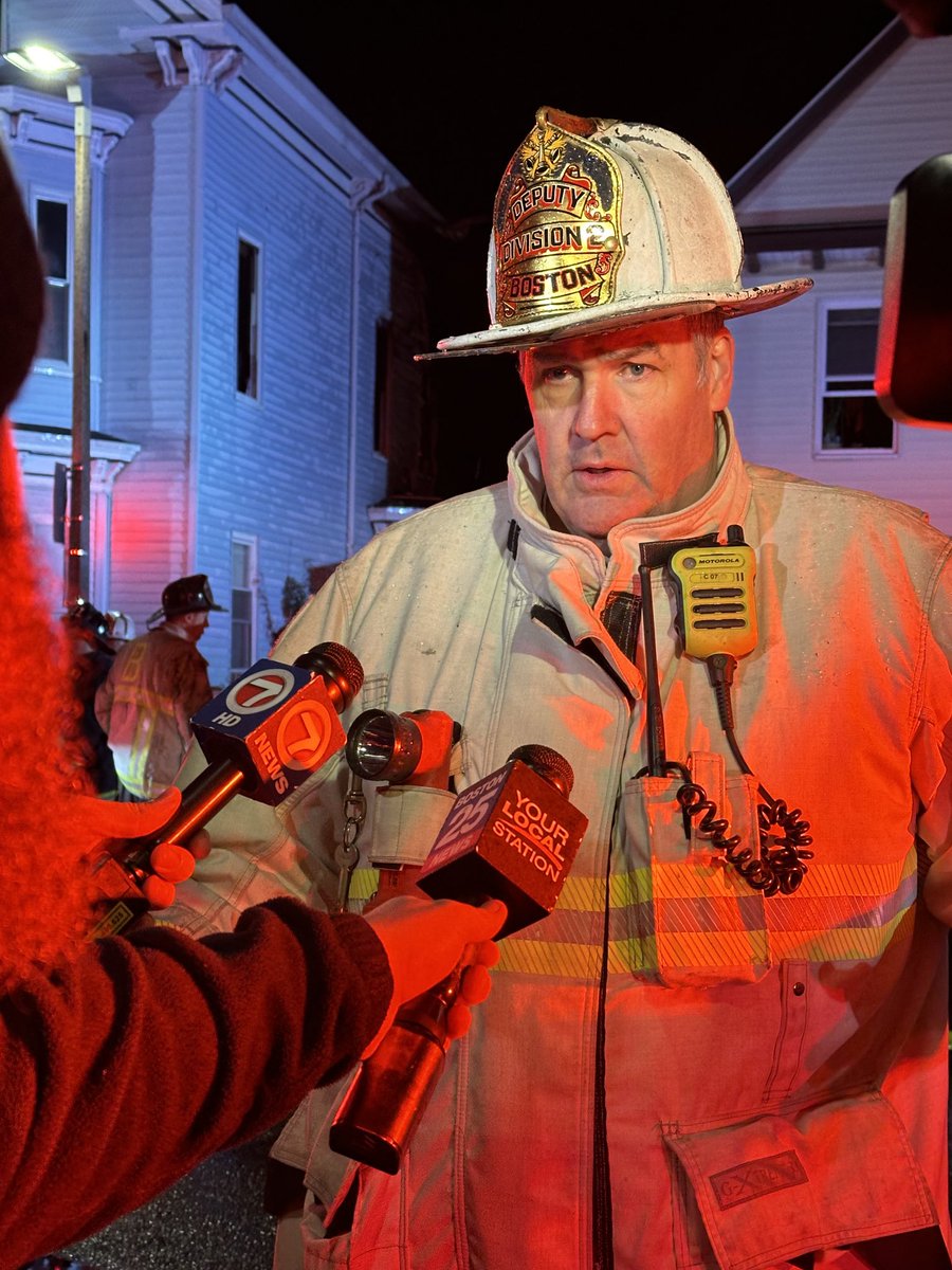 Deputy Chief Brian Tully briefs the media on the 3rd alarm fire on Woodville st. There were no injuries to report, 9 adults &1 child were displaced. Detail companies will remain to monitor hot spots and the BFD-FIU are investigating determine the cause of the fire