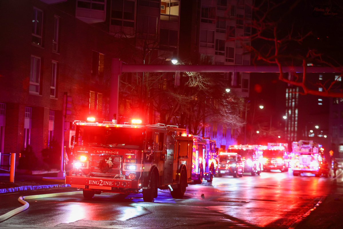 Fire in Cambridge tonight box 1581 for a mattress fire on the 8th floor of a high-rise OMD on Cambridge Pkwy. Crews quickly extinguished the fire and assisted several occupants sheltering in place on floors above