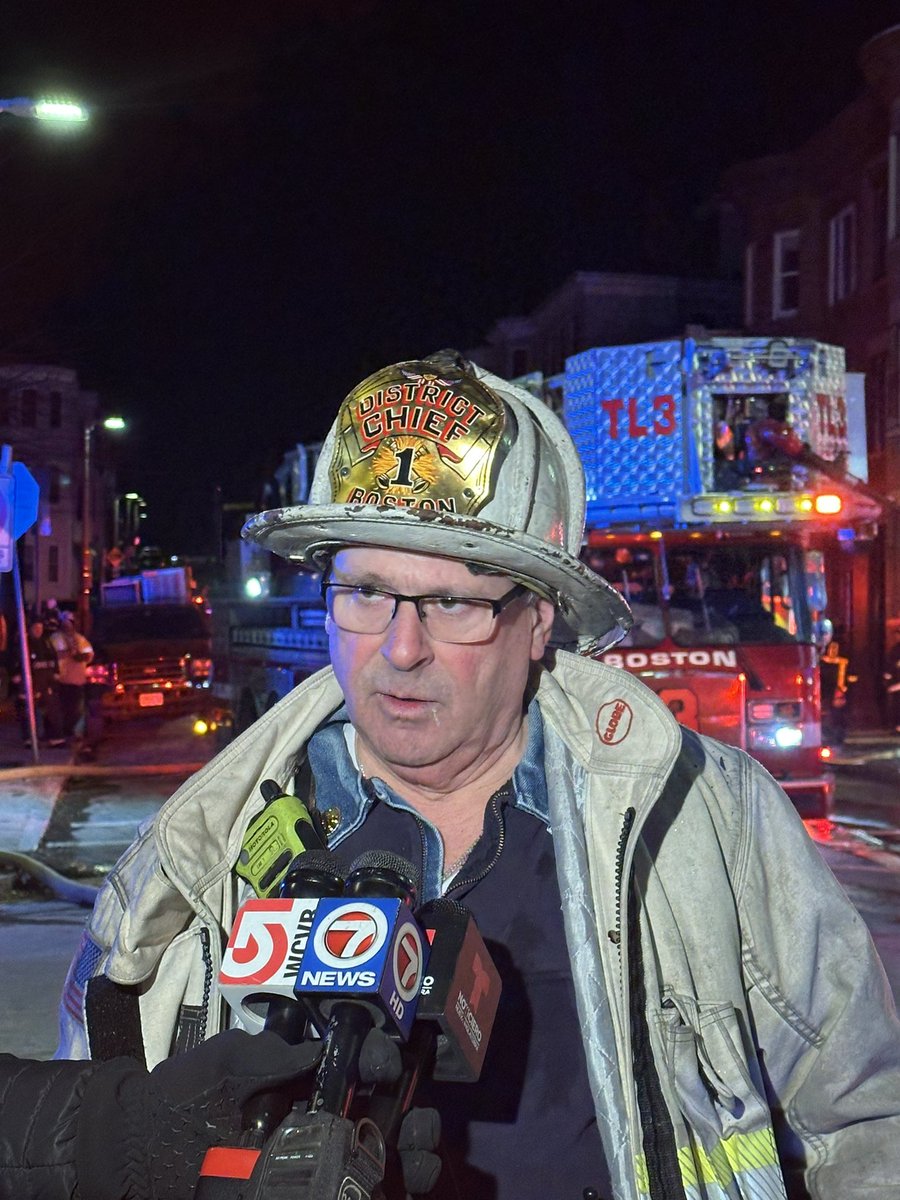 Firefighters are clearing from 74 Prescott St . 20 people, 2 cats & a bird are displaced. BFD-VAU & @RedCrossMA on scene to assist with hotels. No injuries reported.  Dist. Chief Paul Rustin addressed the media. Damages estimated upward of $200,000. 