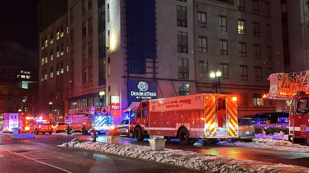 Boston Fire on scene at the Double Tree on Washington St for an elevator stuck between the 2nd and 3rd floors