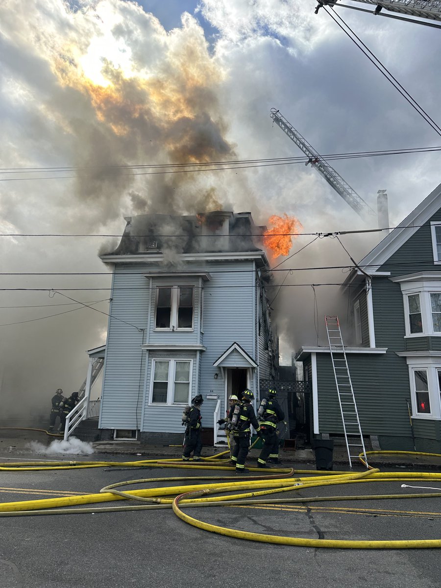 Gloucester 3 alarms on Washington Street around noon today. The residence all got out safely. No injuries I know of