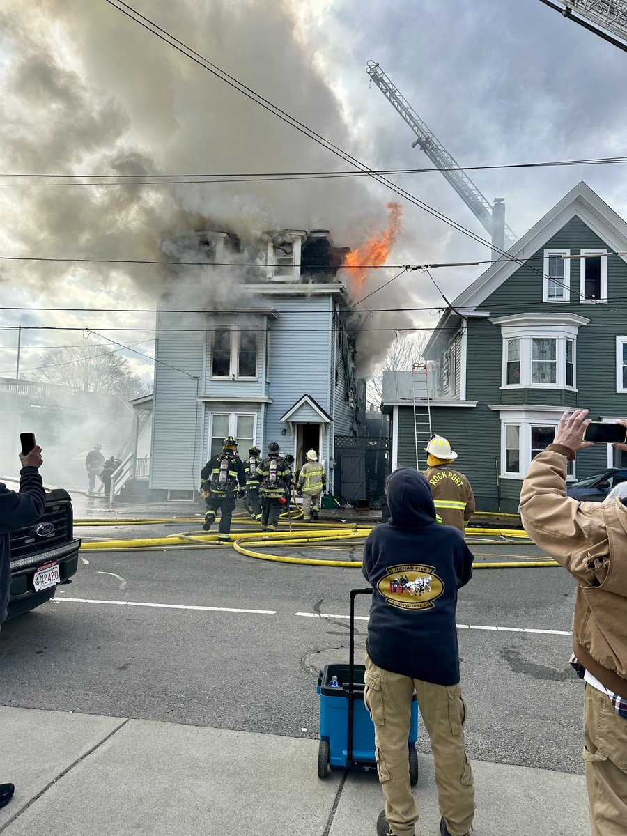 Gloucester 3 alarms on Washington Street around noon today. The residence all got out safely. No injuries I know of