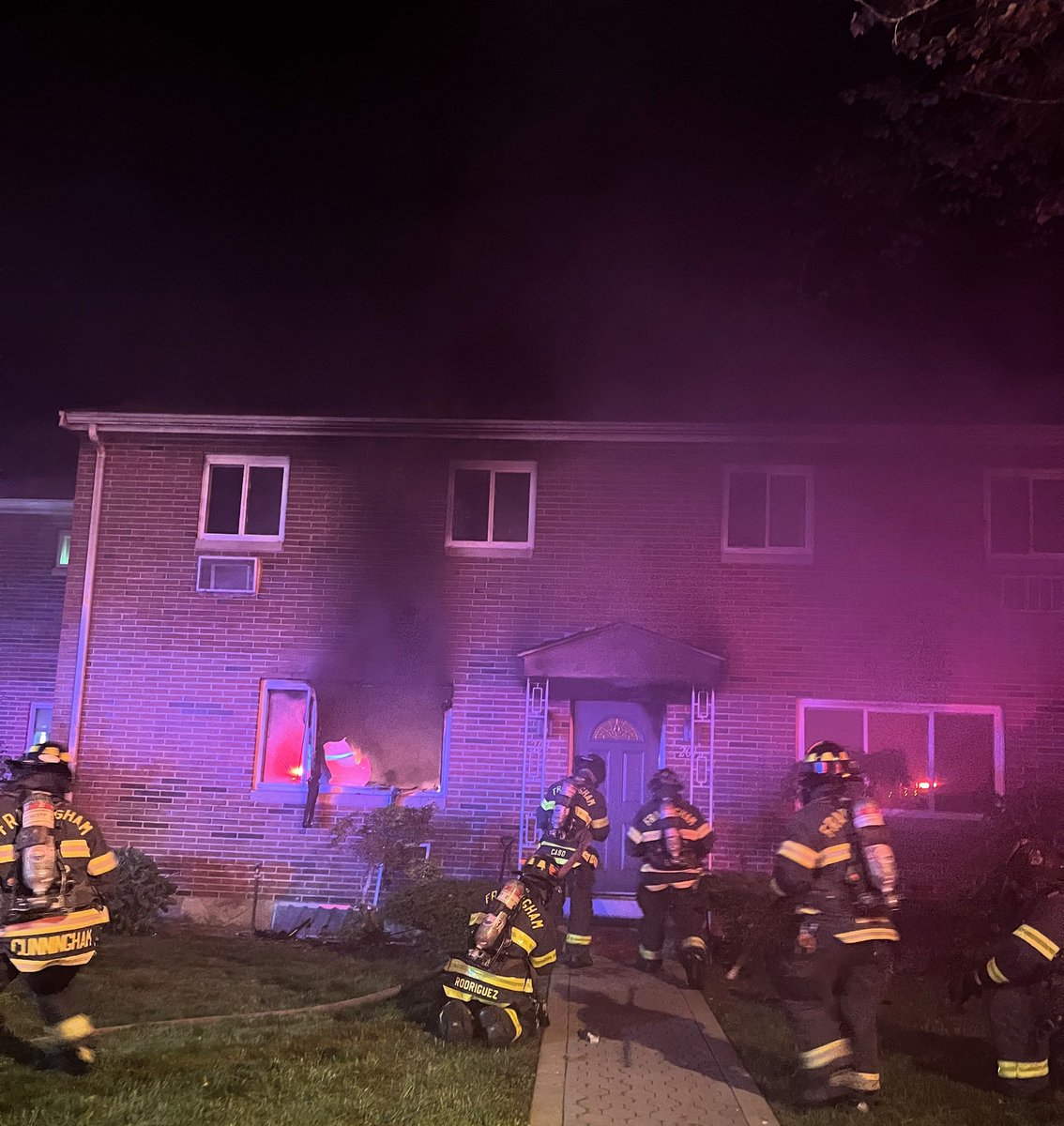 Framingham Fire responded to a working fire at 203 Bishop Dr. at 3:45 AM. Crews made an aggressive interior attack and quickly knocked down the flames. The cause was spontaneous combustion of oily rags in a unit under renovation. One firefighter was treated for heat exhaustion
