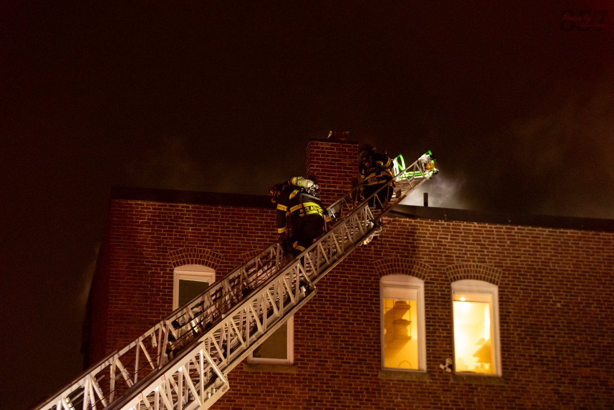Cambridge Firefighters battled a 2 alarm fire in an Inman Square apartment building early this morning. Engine 5 arrived to fire showing from the top floor rear deck, and opened up their deck gun to knock a majority of the fire down