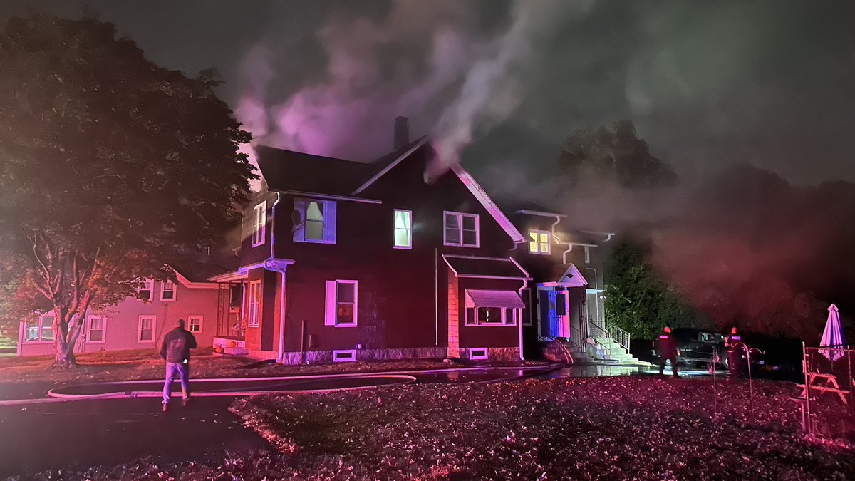 Uxbridge, working fire on Hazel St. Fire in the walls on all floors with extension to the attic. Fire is k/d, companies overhauling
