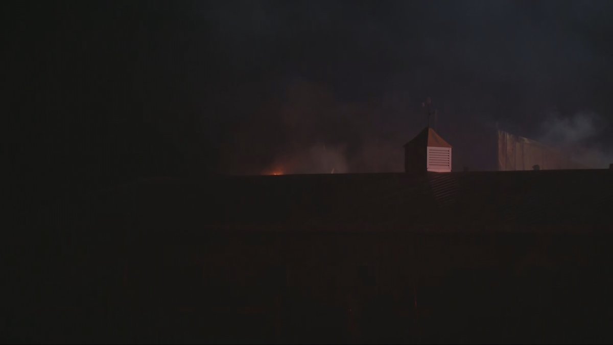 Firefighters responded to a barn fire in Plainville on Tuesday morning