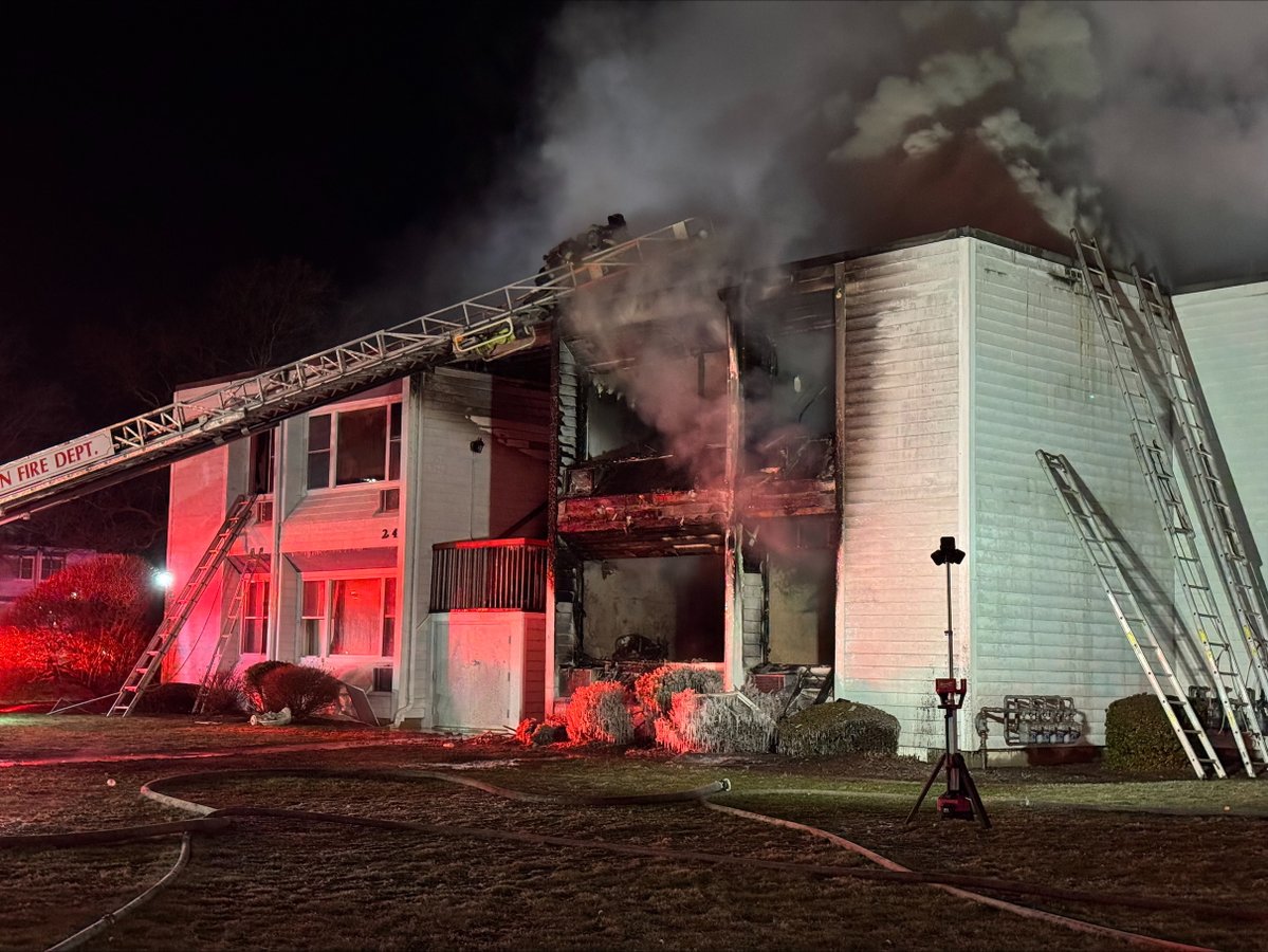 Firefighters are responding to a fire at an apartment complex in Taunton