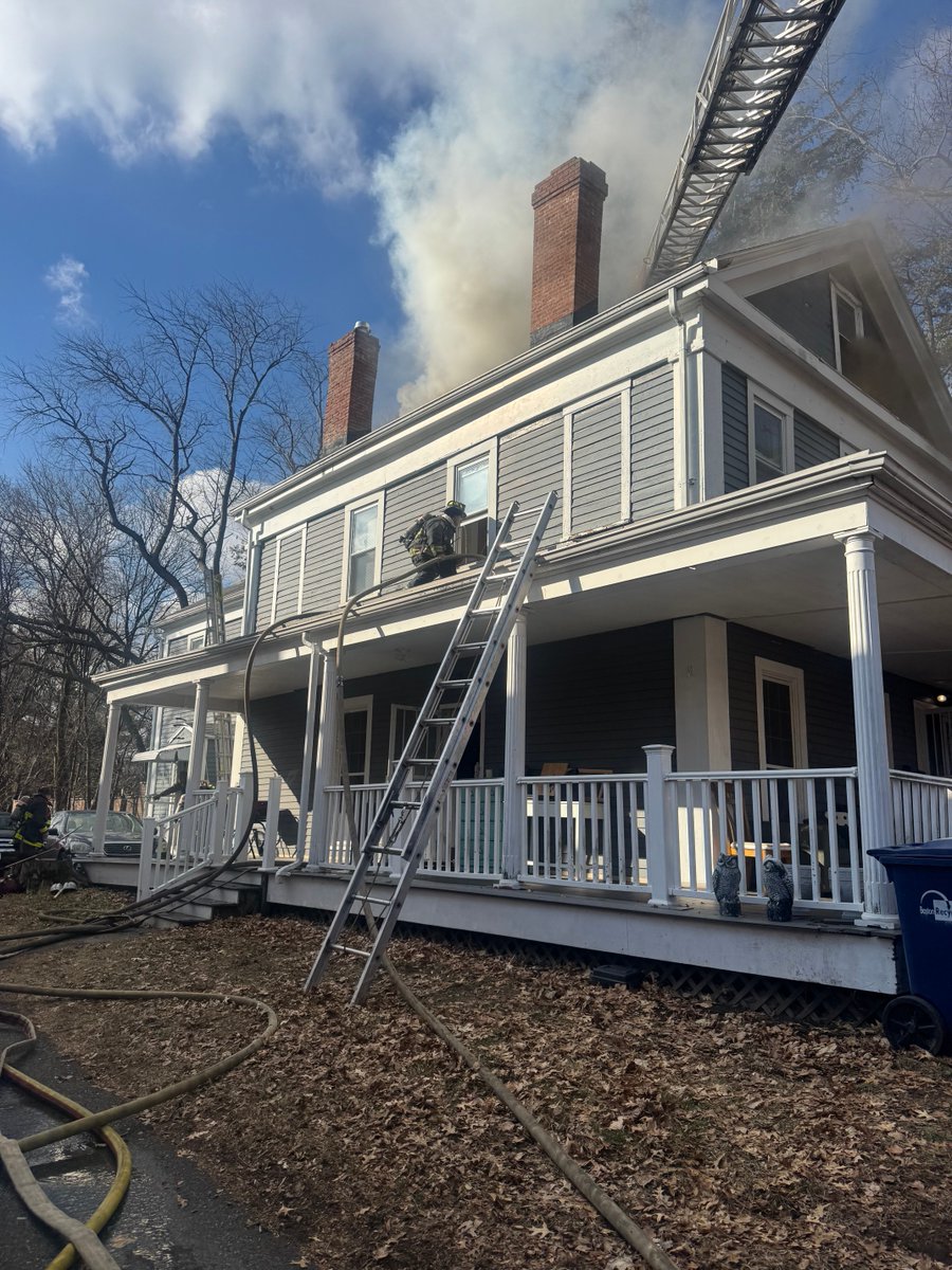 BOSTON,MA - OPERATING AT A 2ND ALARM FIRE Heavy fire knocked down all occupants safely evacuated from the home . Companies are overhauling hot spots
