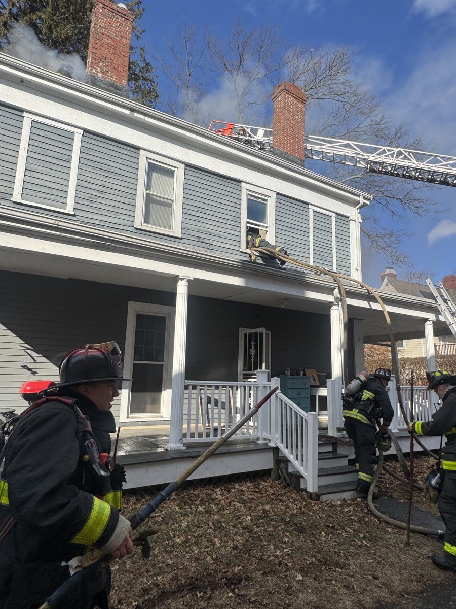 BOSTON,MA - OPERATING AT A 2ND ALARM FIRE Heavy fire knocked down all occupants safely evacuated from the home . Companies are overhauling hot spots