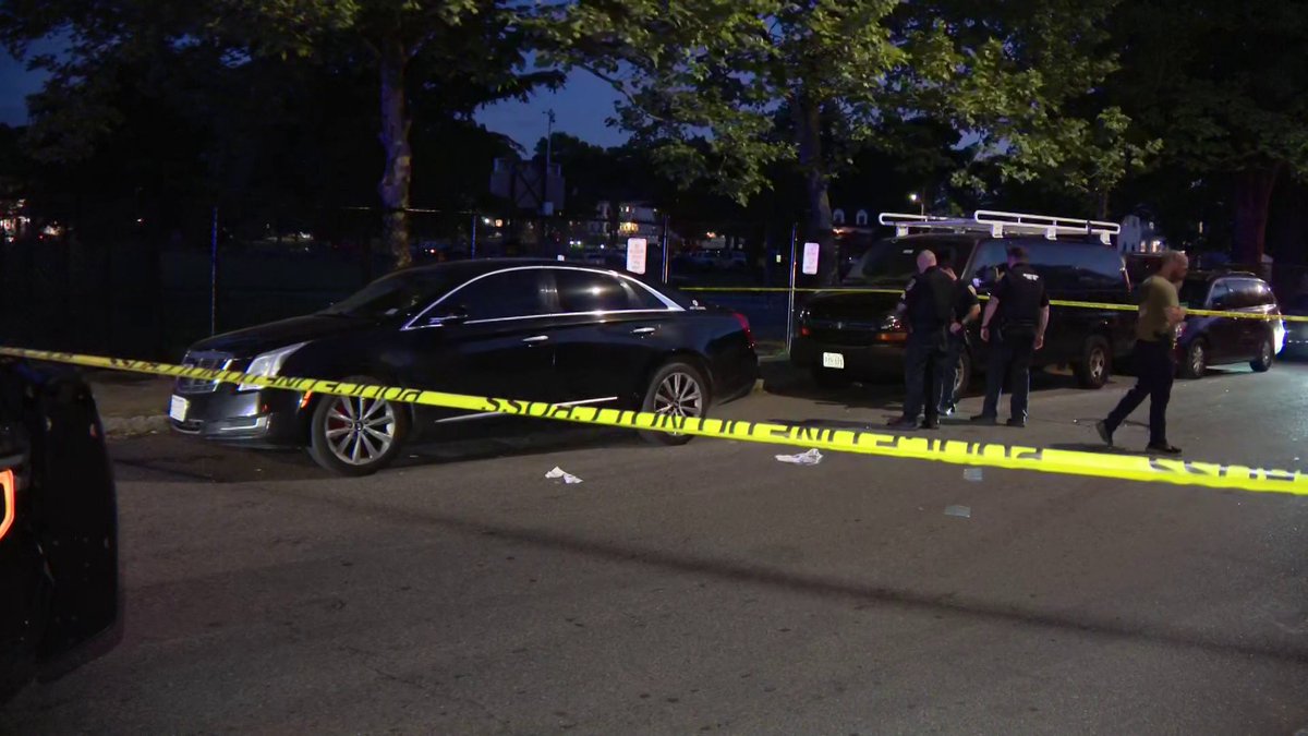Two men were stabbed near a Brockton playground on Wednesday night, according to police