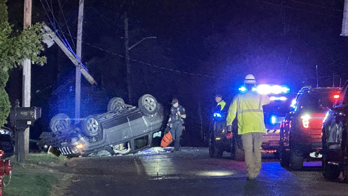 Douglas, rollover on Depot St with a pole snapped in half. LifeFlight requested. Serious injuries
