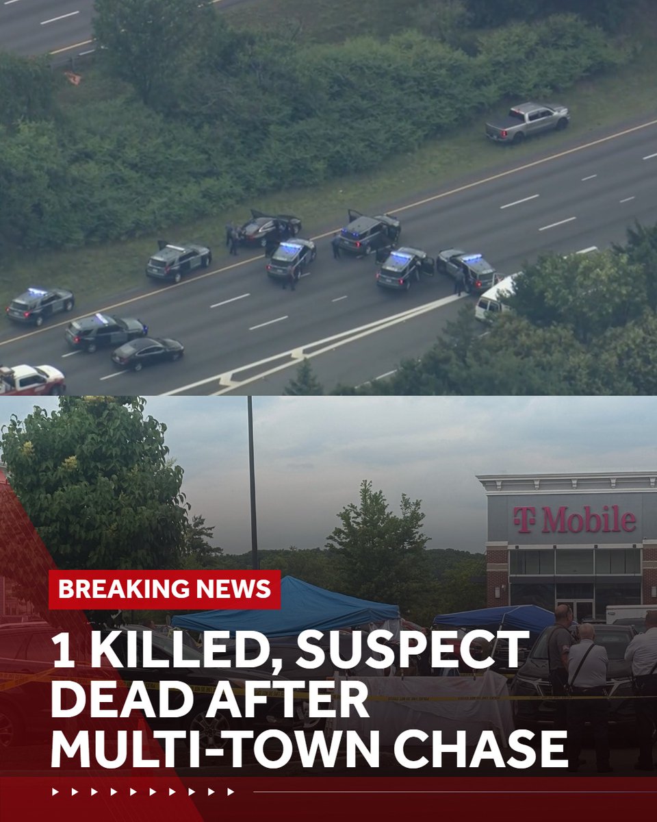 An hours-long, multi-town police chase and standoff ended with two people dead Tuesday afternoon. One person was killed in the parking lot of a Berlin, Massachusetts, shopping plaza. The suspect fled authorities up I-495 North, where he later self-inflicted a fatal gunshot woun