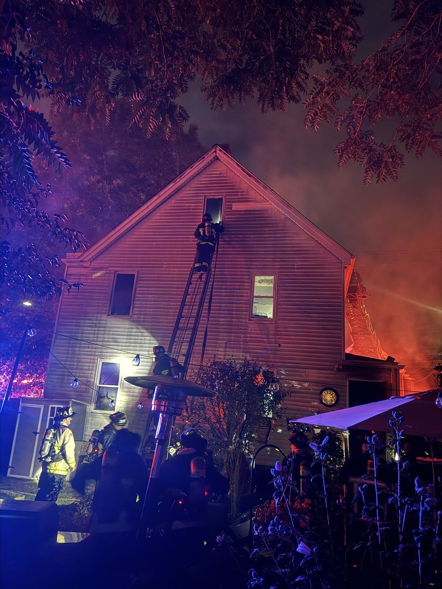 All companies are working at the 3rd alarm fire on Metropolitan Av in Hyde Park. They arrived to the front of home fully involved. Three adults and a dog made it out safely