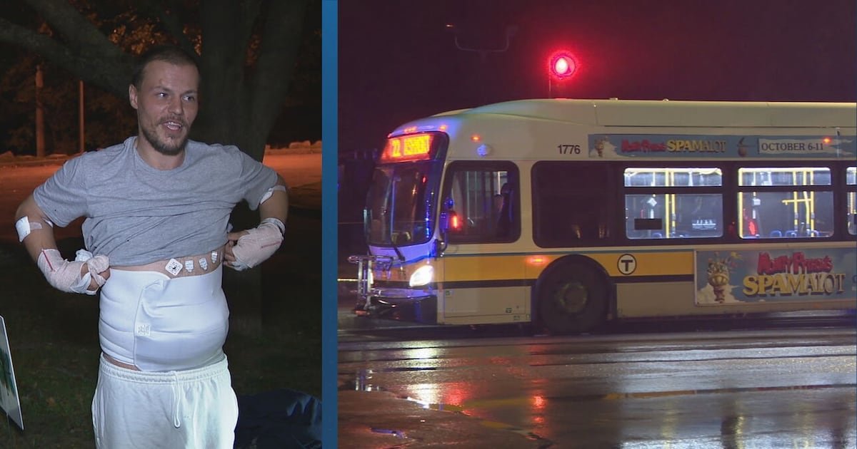 Man stabbed on MBTA bus after stepping in to help older woman, victim says